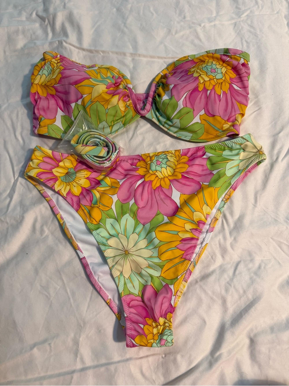 Shade & Shore Strapless Floral Swim Suit
